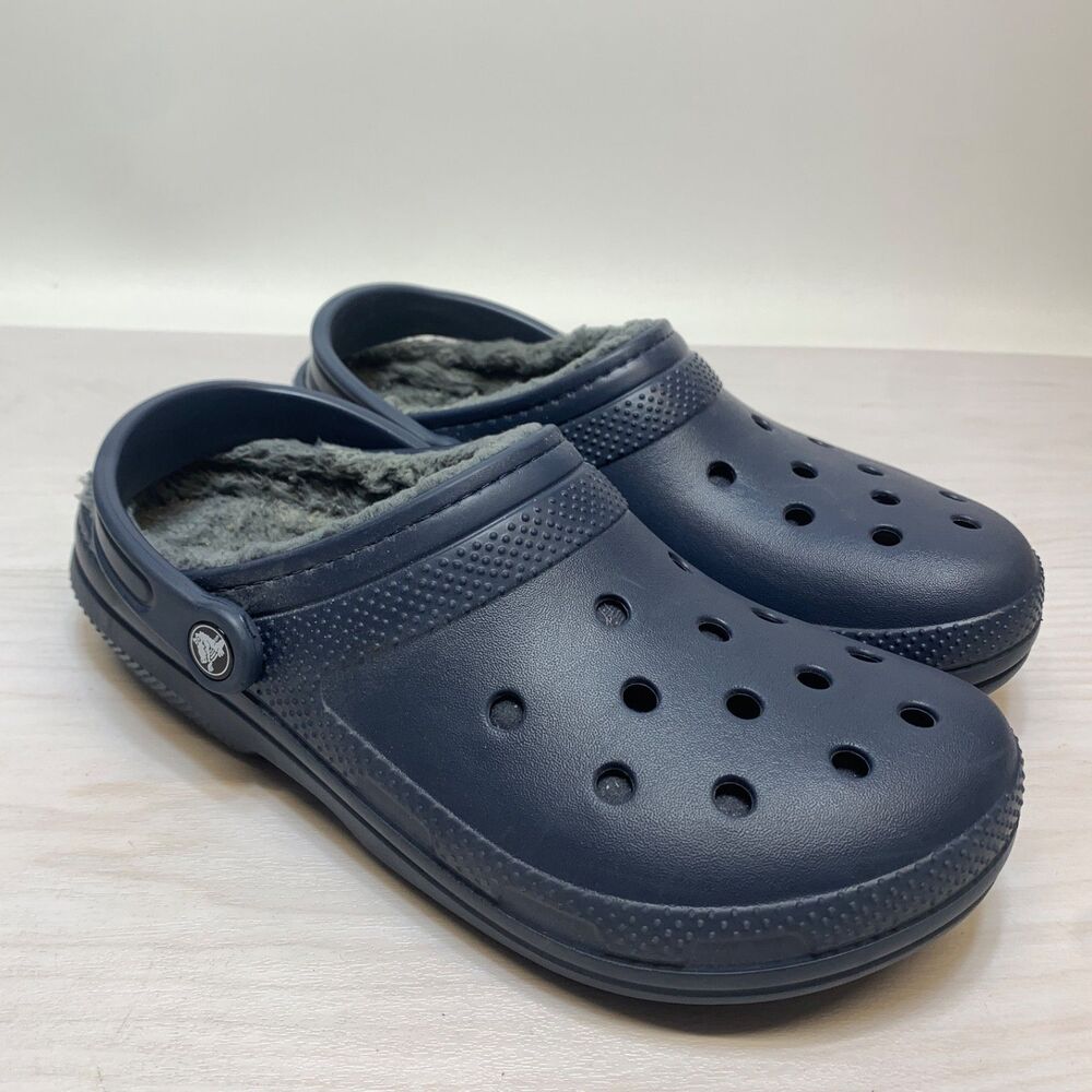 Crocs Dual Comfort Blue Faux Fur Lined Unisex Clogs Men's 8 Women's 10